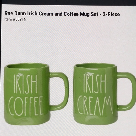 Rae Dunn IRISH COFFEE & IRISH CREAM coffee mug set 2 piece  NEW - Picture 1 of 3